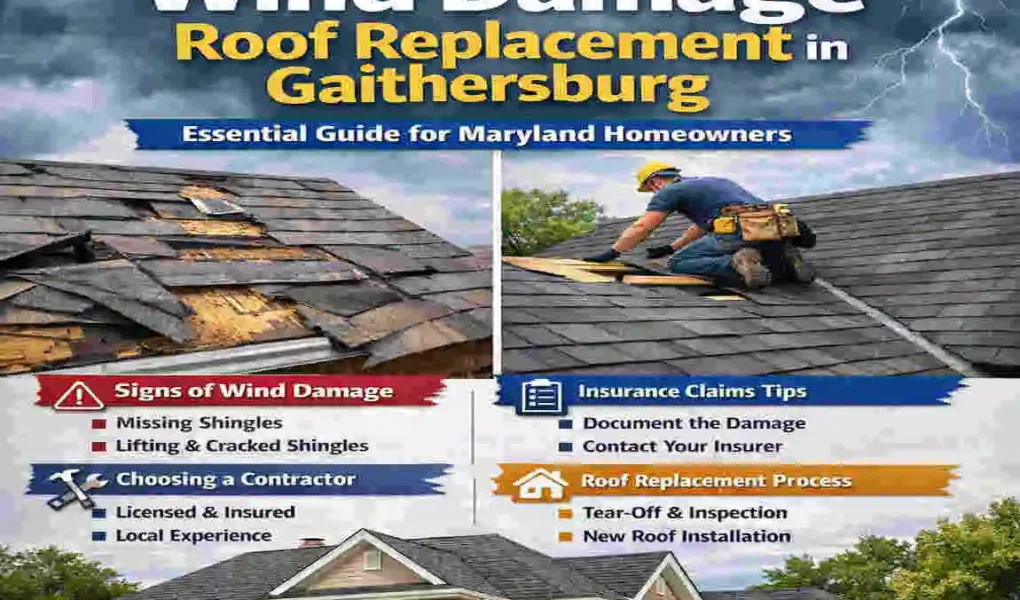 Wind Damage Roof Replacement in Gaithersburg