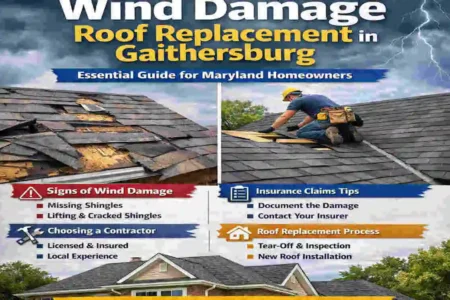 Wind Damage Roof Replacement in Gaithersburg