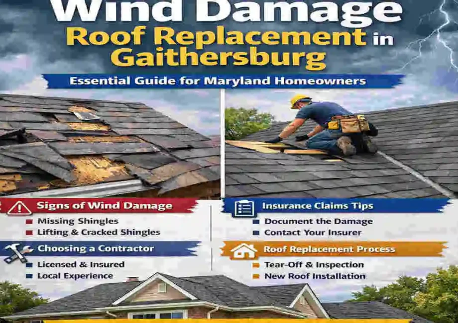 Wind Damage Roof Replacement in Gaithersburg