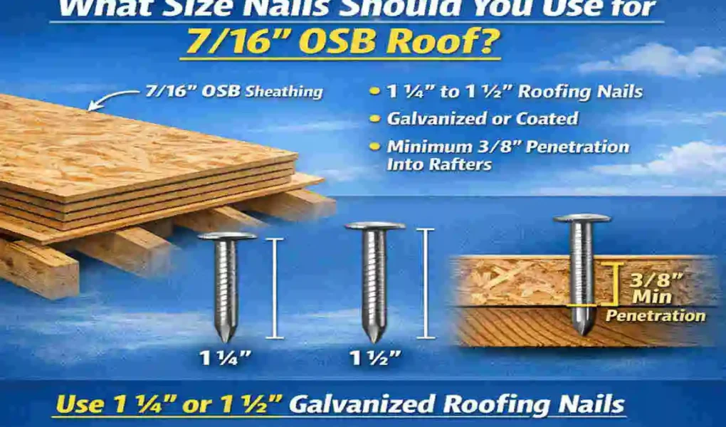 what size nails for 7 16 osb roof sheathing