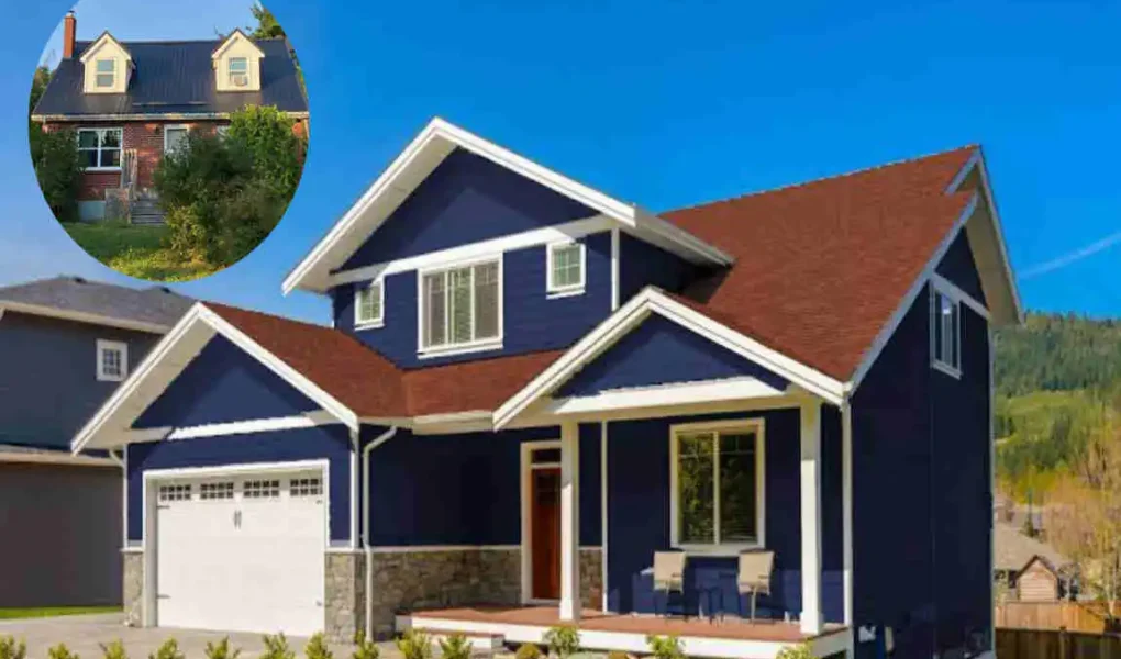 Blue House Red Roof