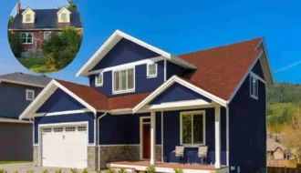 Blue House Red Roof