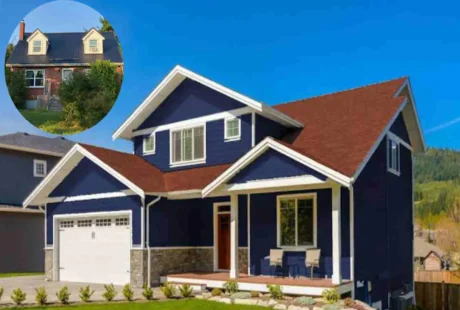 Blue House Red Roof