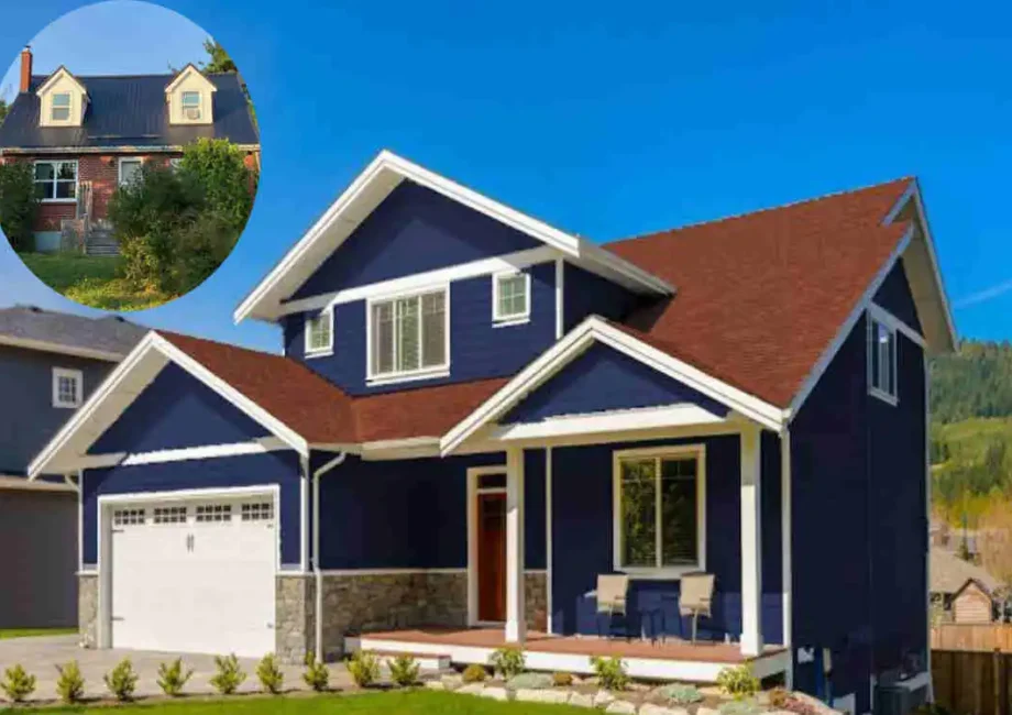Blue House Red Roof