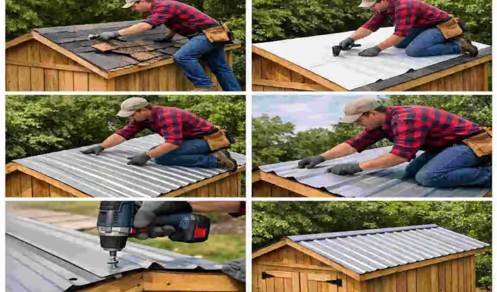 how to install metal roofing on a shed