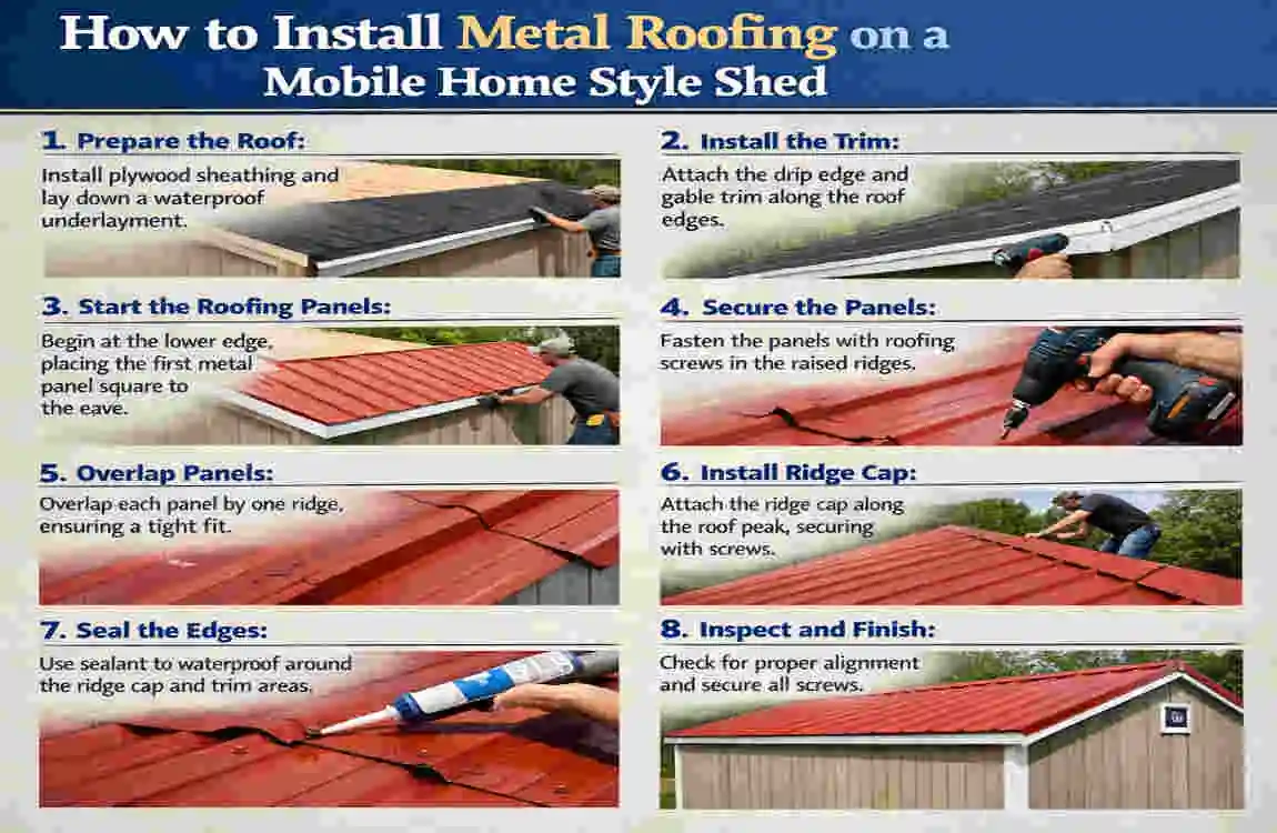 Metal Roofing on a Mobile Home Style Shed: