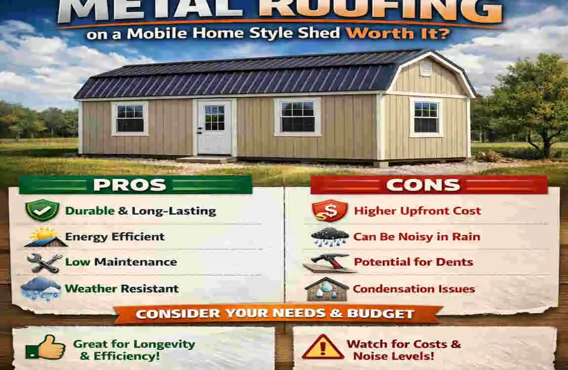 Metal Roofing on a Mobile Home Style Shed: