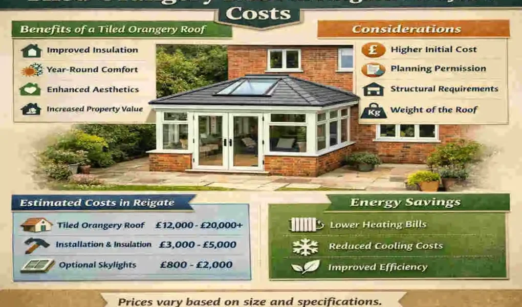 tiled orangery roof in reigate