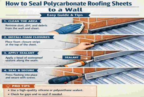 how to seal polycarbonate roofing sheets to wall