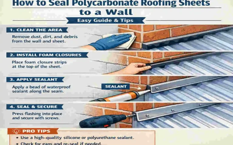 how to seal polycarbonate roofing sheets to wall