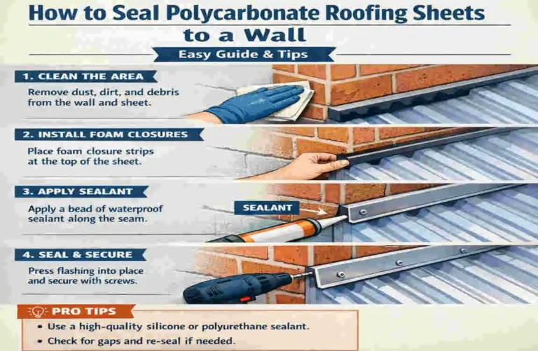how to seal polycarbonate roofing sheets to wall