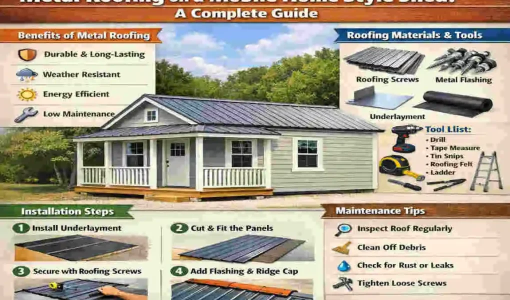 Metal Roofing on a Mobile Home Style Shed: